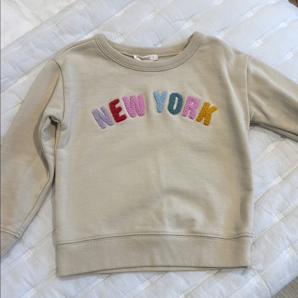 J. Crew Kids Beige Sweatshirt with Colorful New York Design
